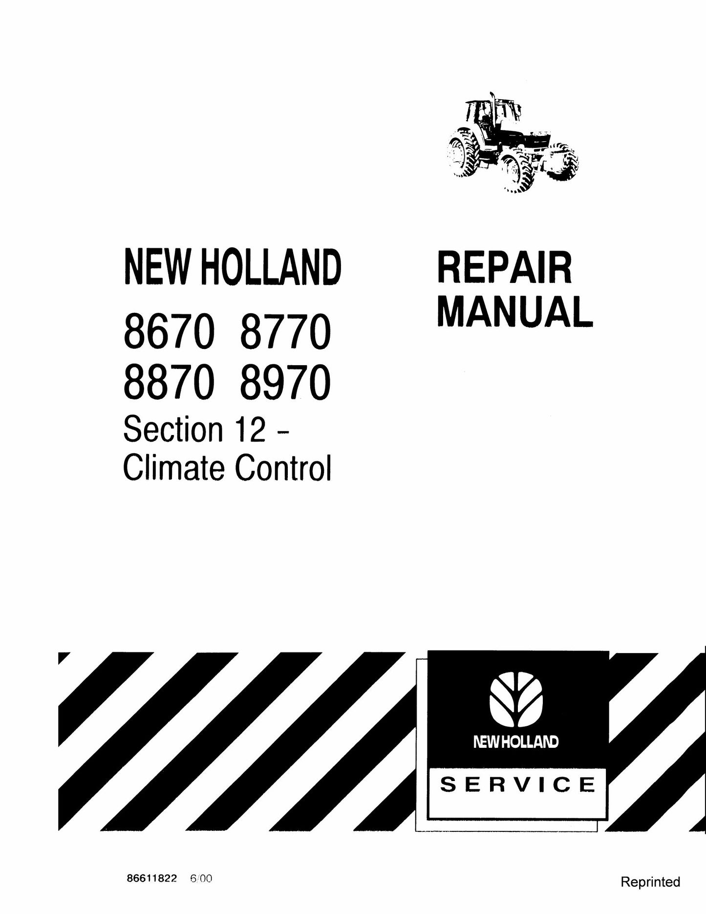 New Holland 8670 8770 8870 8970 Tractor Factory Workshop Repair Manual