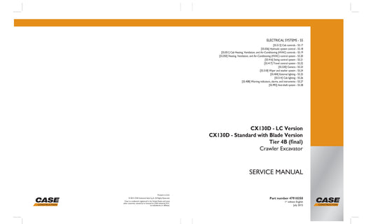 CASE CX130D Crawler Excavator Factory Workshop Service Manual 47910359