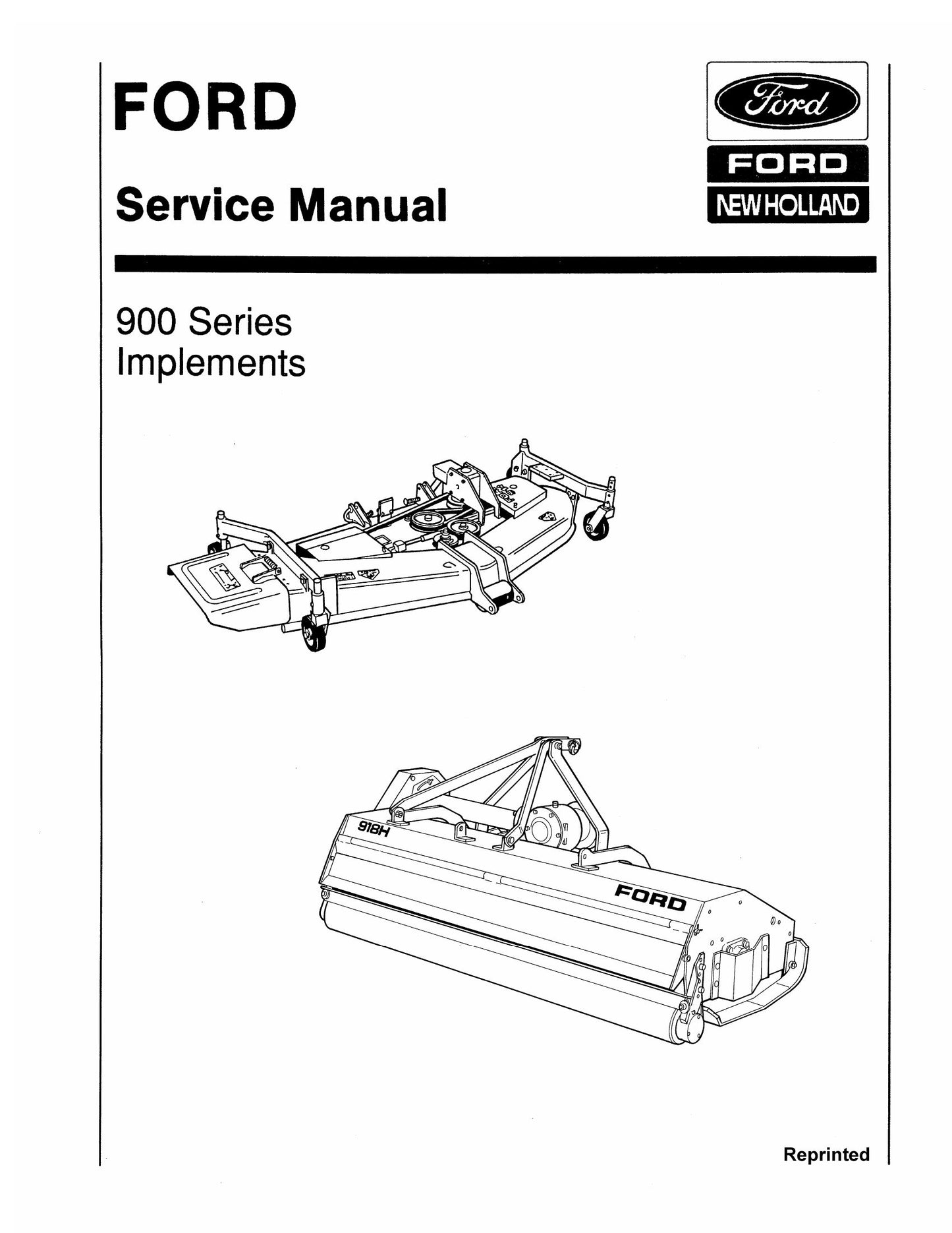 FORD 906 914 918H 928 930A 951B 953B 954B Implements Factory Workshop Service Manual