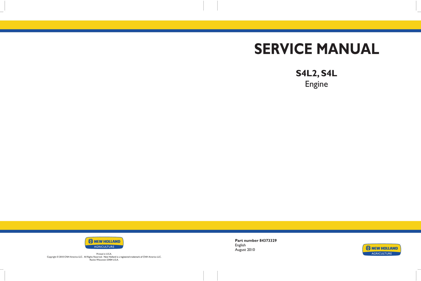 New Holland S4L2 S4L Engine Factory Workshop Service Manual 84373329