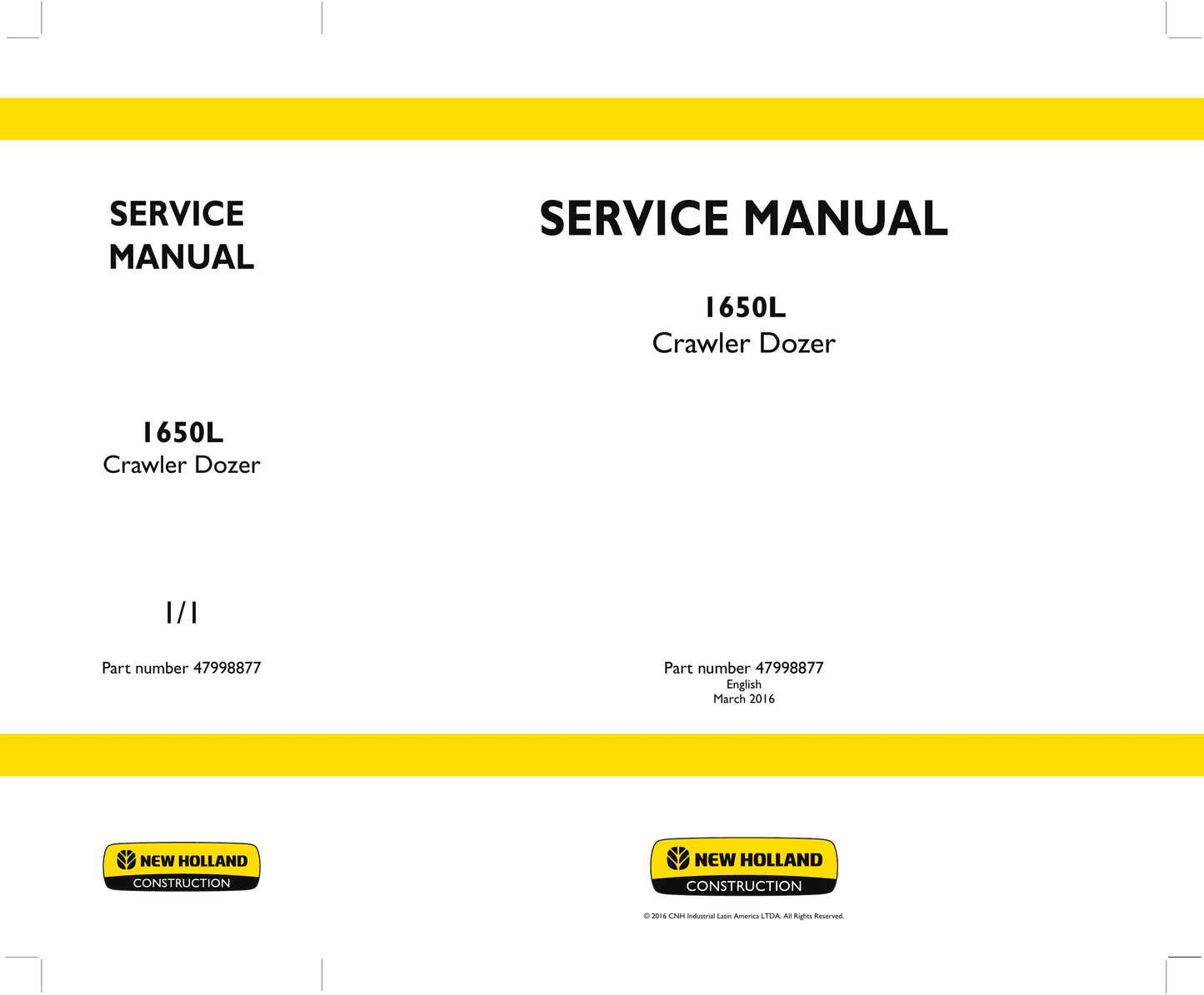 CASE 1650L Crawler Dozer Factory Workshop Service Manual 47998877