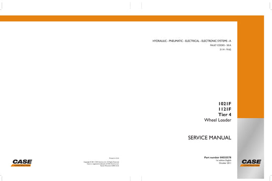 CASE 1021F 1121F Wheel Loader Factory Workshop Service Manual 84555578
