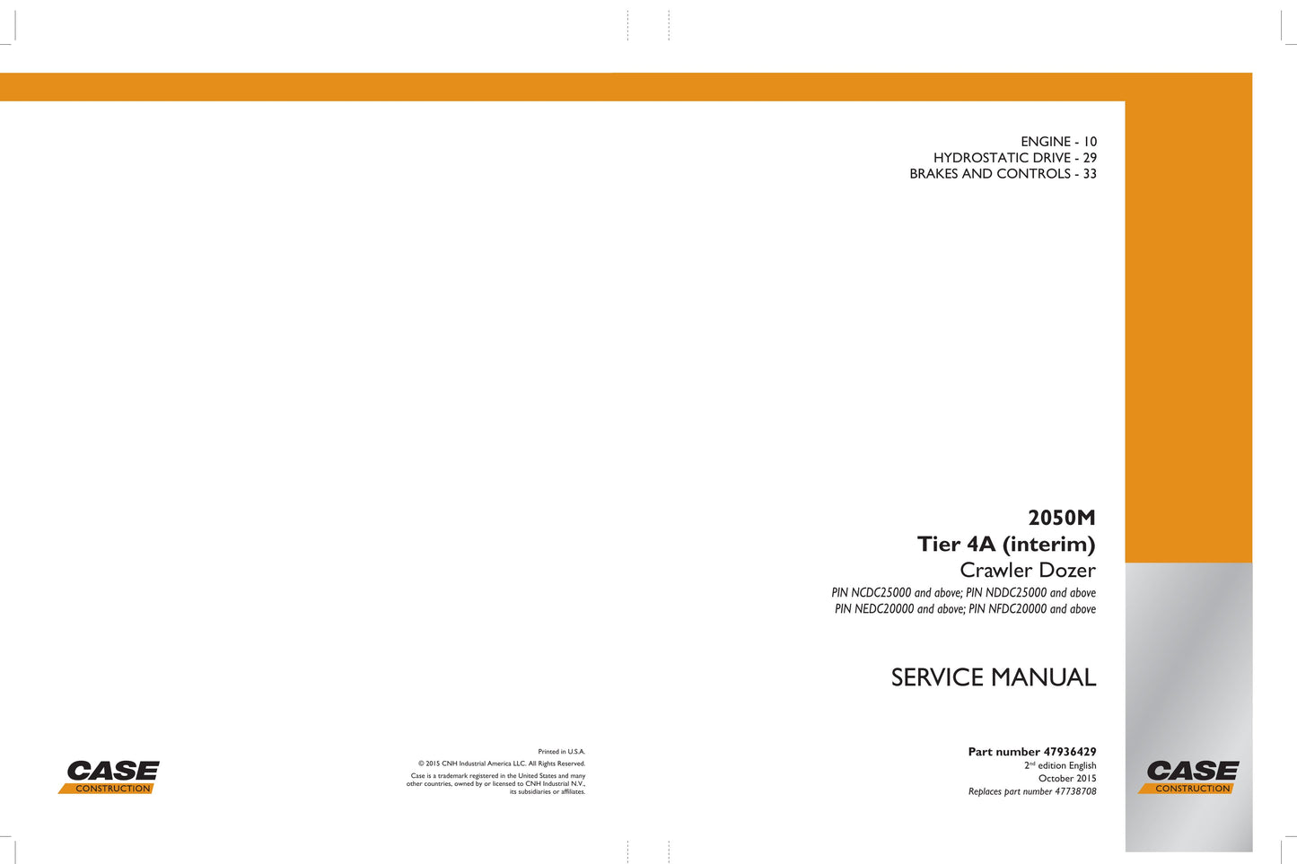 CASE 2050M Crawler Dozer Factory Workshop Service Manual 47936429