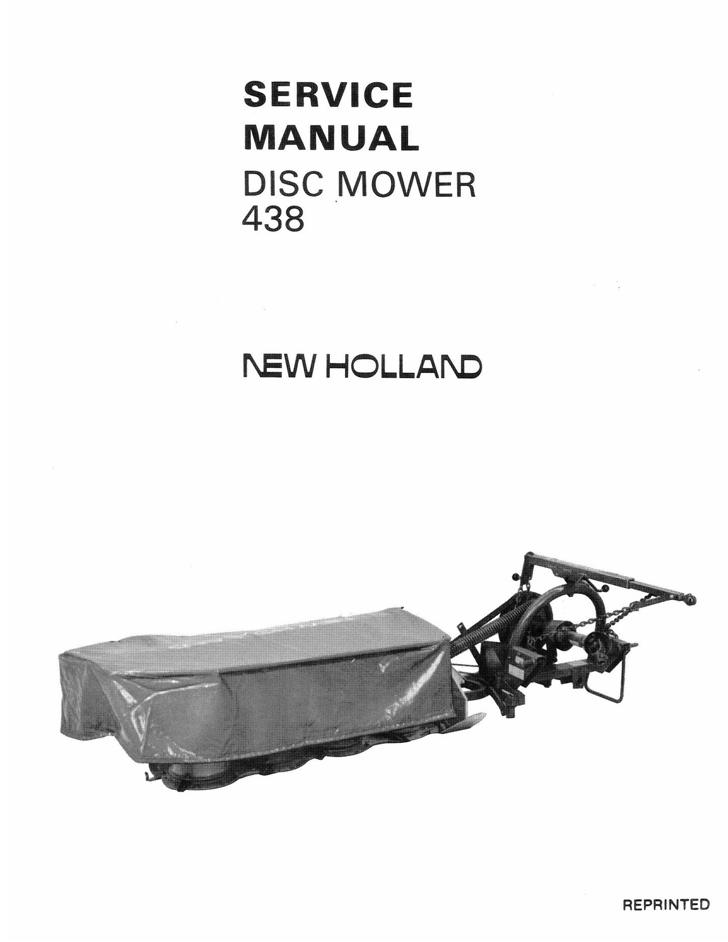 New Holland 438 Disc Mower Factory Workshop Service Manual