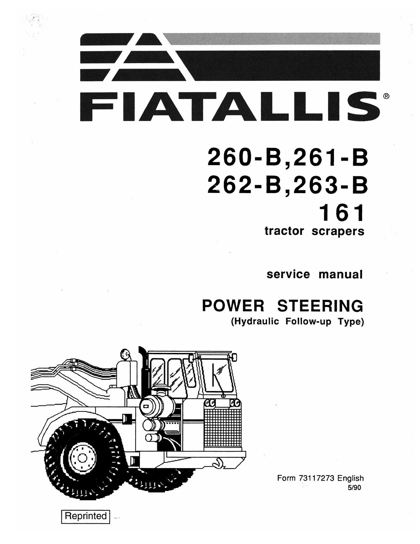 FIATALLIS 260-B 261-B 262-B 263-B 161 Tractor Scraper Factory Workshop Service Manual 73117273