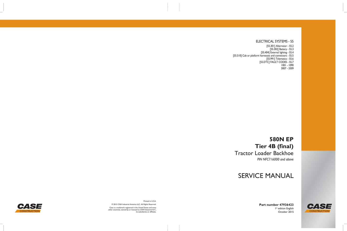 CASE 580N EP Backhoe Loader Factory Workshop Service Manual 47936421