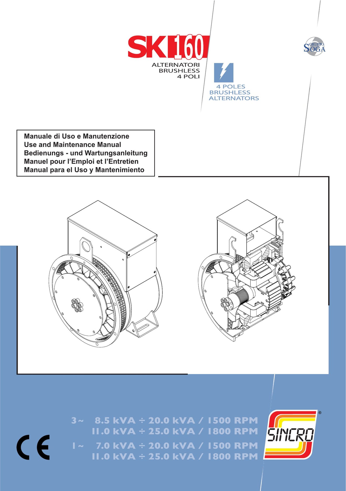 SYNCRO SK160 Alternator Use and Factory Workshop Maintenance Manual 9806-5000