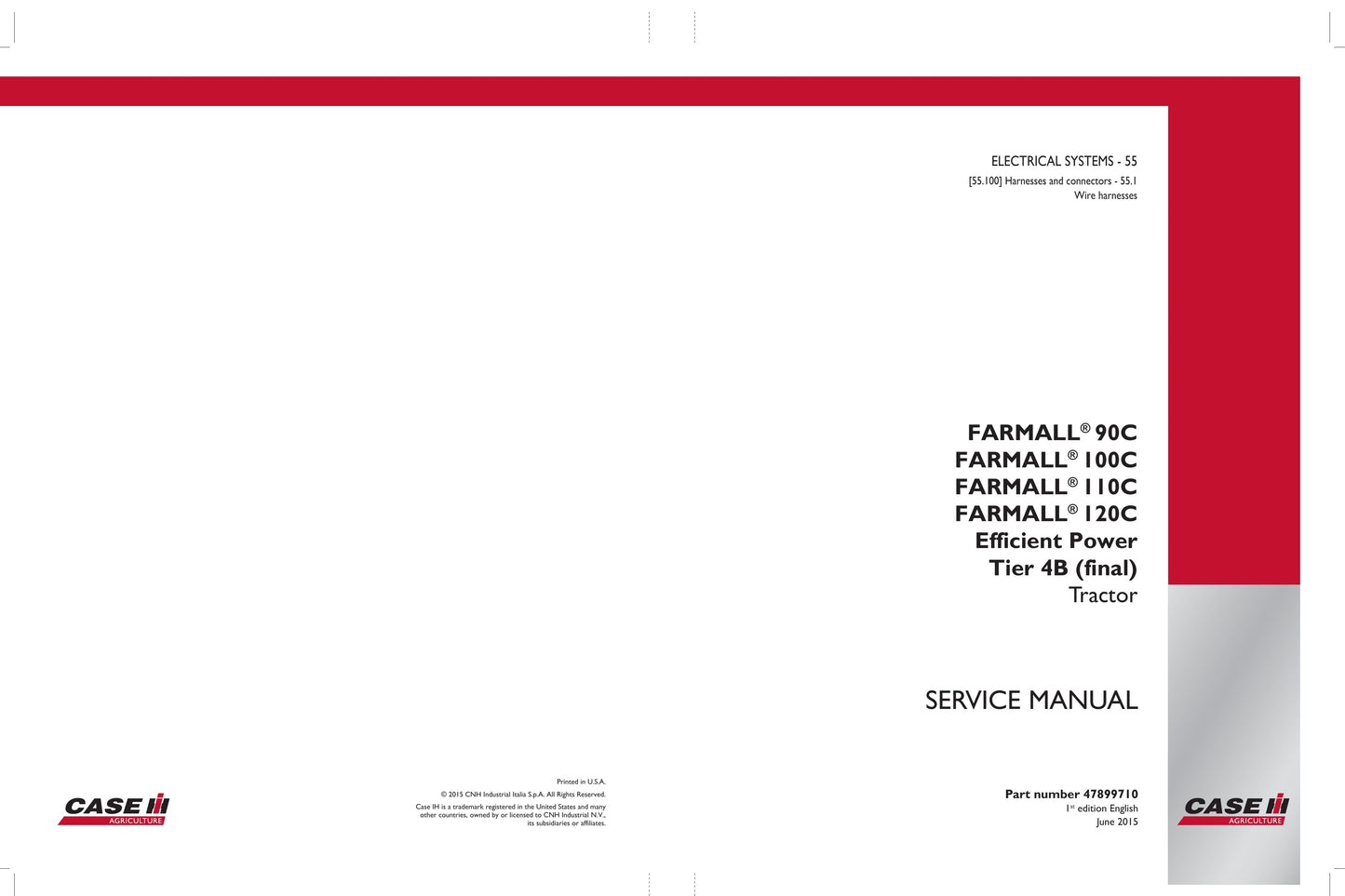 CASE Farmall 90C Farmall 100C Farmall 110C Farmall 120C Tractor Factory Workshop Service Manual 47899706