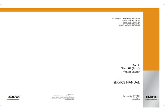 CASE 521F Wheel Loader Factory Workshop Service Manual 47979861