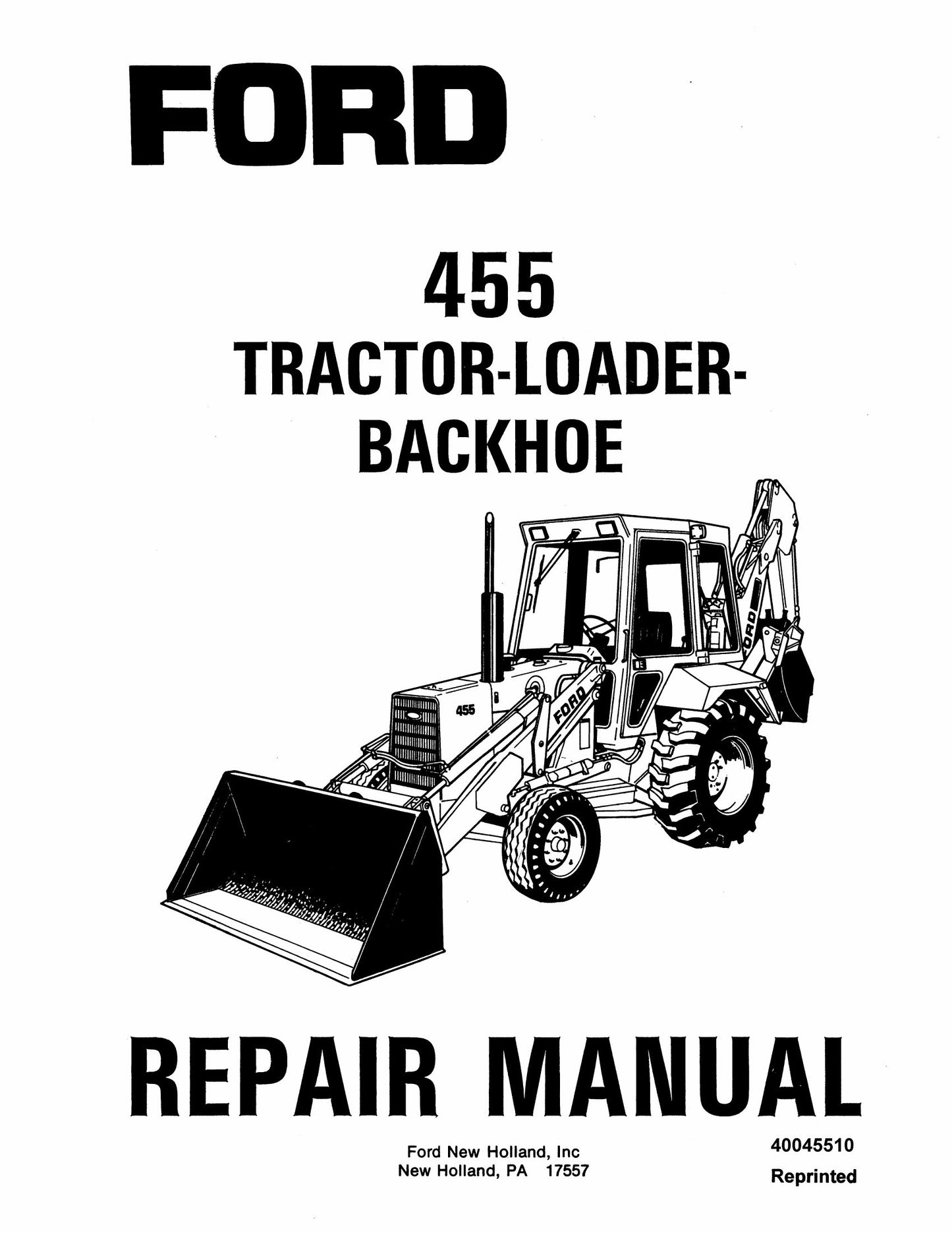 FORD 455 Tractor-Loader-Backhoe Factory Workshop Repair Manual 40045510