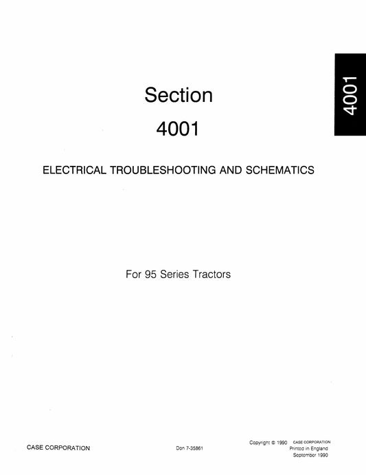 CASE 95 Series Tractor Factory Workshop Service Manual