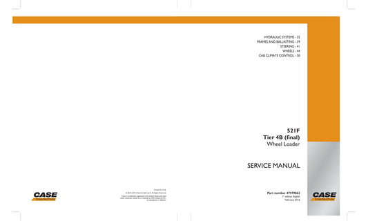 CASE 521F Wheel Loader Factory Workshop Service Manual 47919862