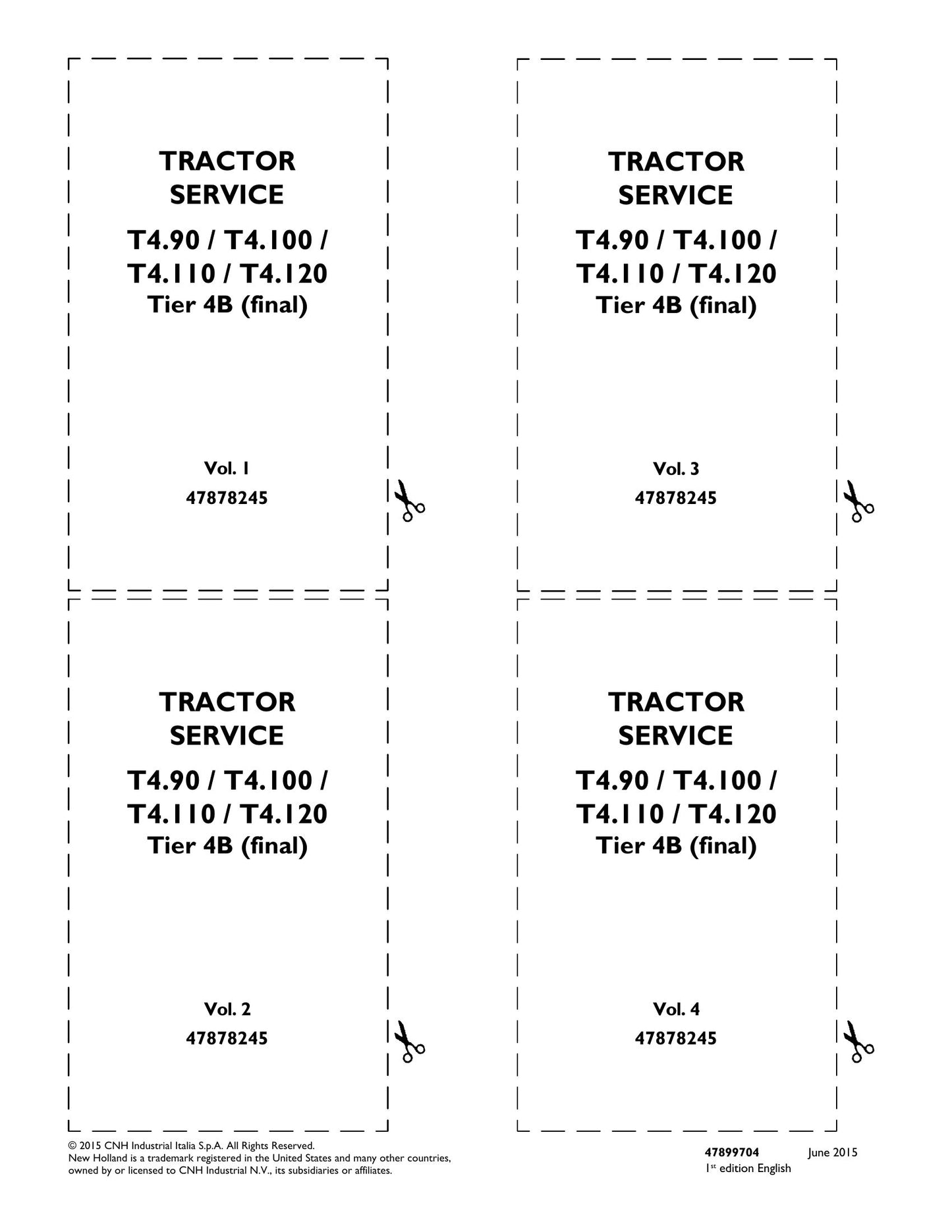 New Holland T4.90 T4.100 T4.110 T4.120 Tractor Factory Workshop Service Manual 47899693