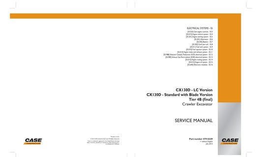 CASE CX130D Crawler Excavator Factory Workshop Service Manual 47918349
