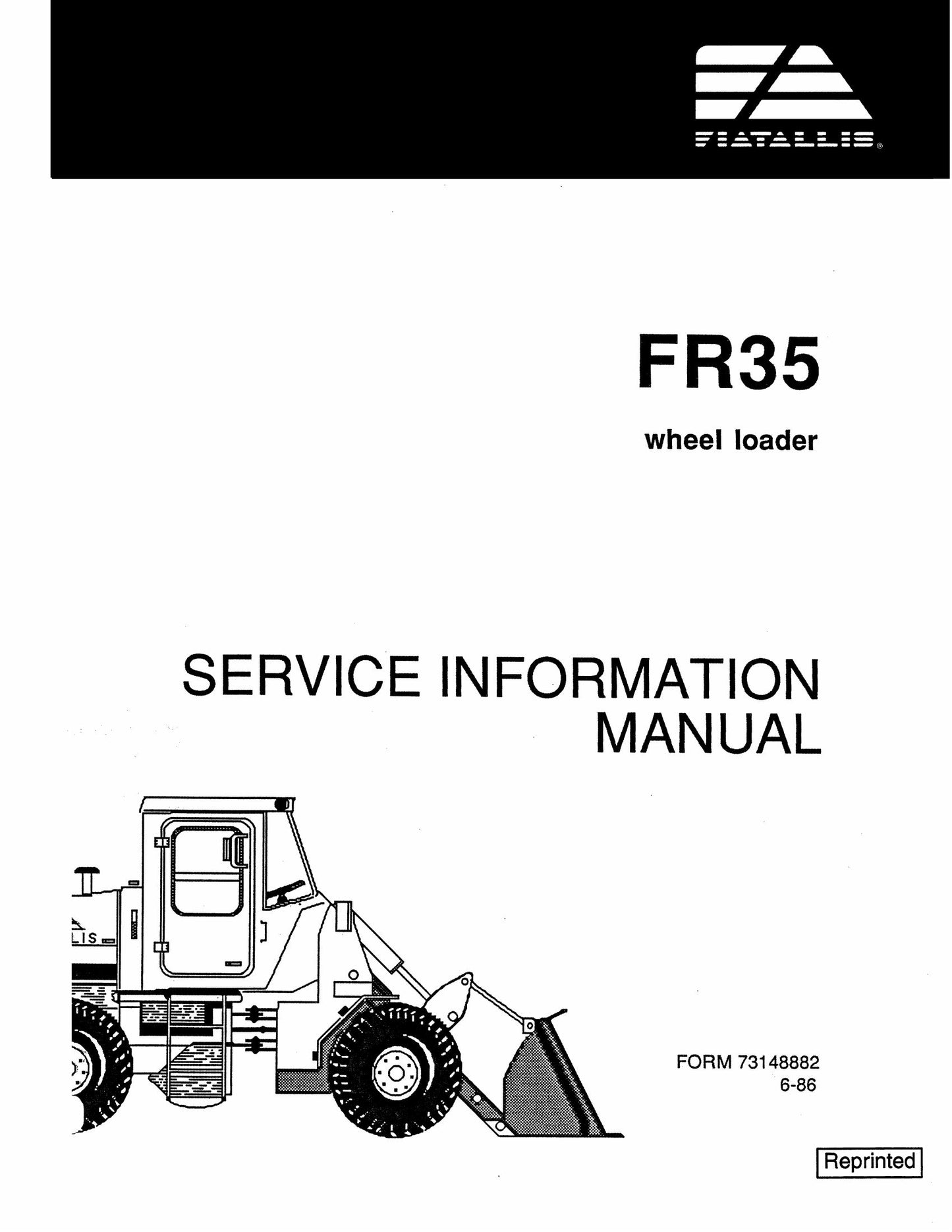 FIATALLIS FR35 Wheel Loader Service Information Manual 73148882