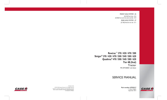 CASE IH 370 420 470 500 540 580 620 Tractor Factory Workshop Service Manual 47355117
