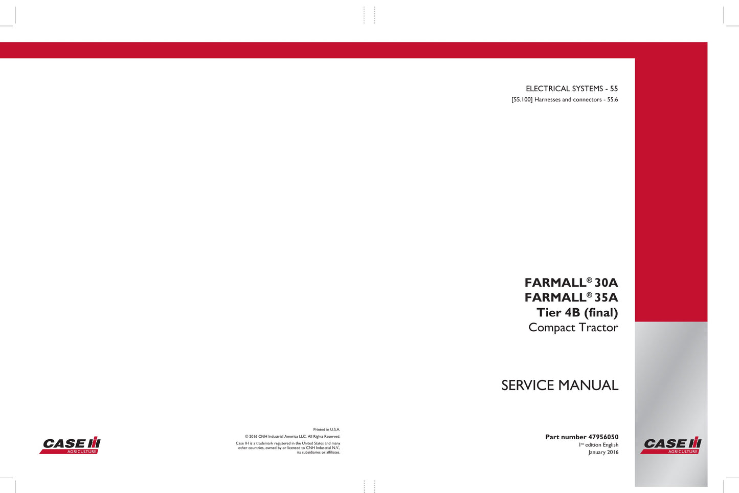 CASE FARMALL 30A FARMALL 35A Compact Tractor Factory Workshop Service Manual 47956047