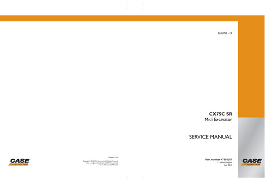 CASE CX75CSR Crawler Excavator Factory Workshop Service Manual 47595207