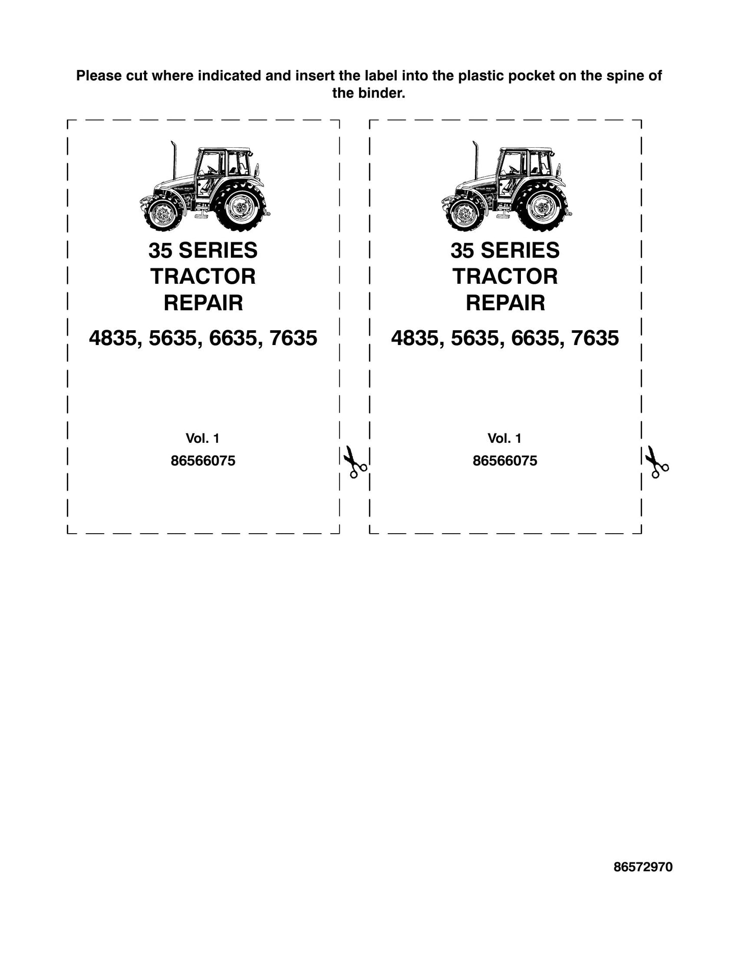 New Holland 4835 5635 6635 7635 Tractor Factory Workshop Repair Manual 86566075