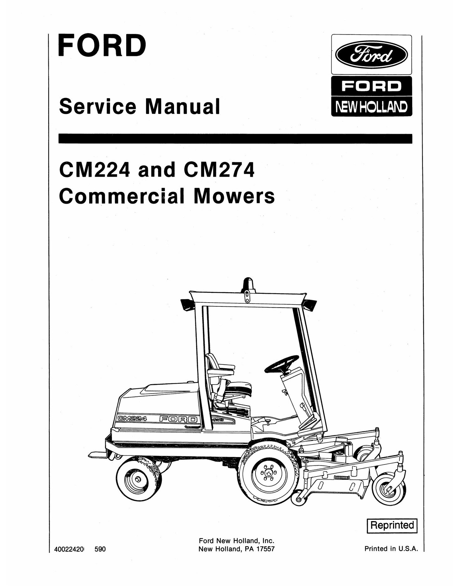 Ford New Holland CM224 CM274 Commercial Mower Factory Workshop Service Manual 40022420