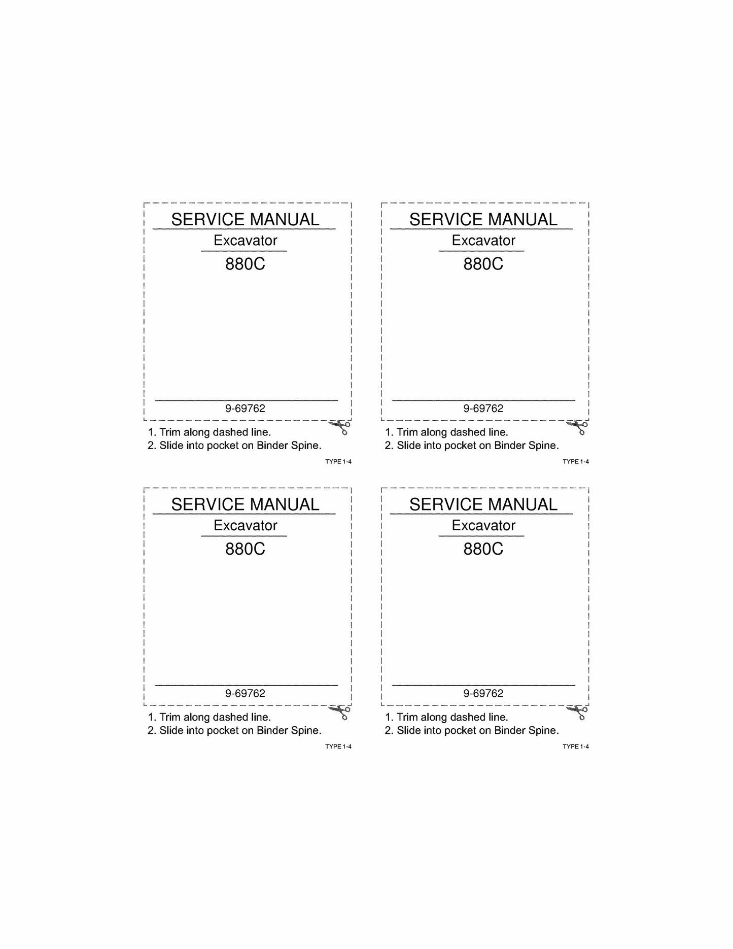 CASE 880C Excavator Factory Workshop Service Manual 9-69762