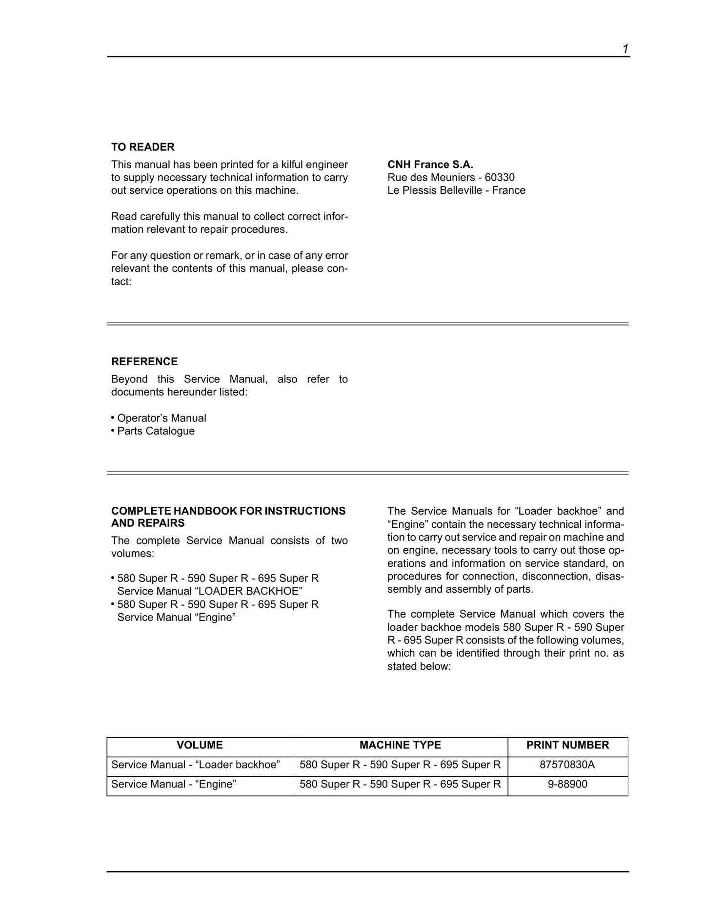 CASE 580 Super R 590 Super R 695 Super R Backhoe Loader Factory Workshop Service Manual 87570830A