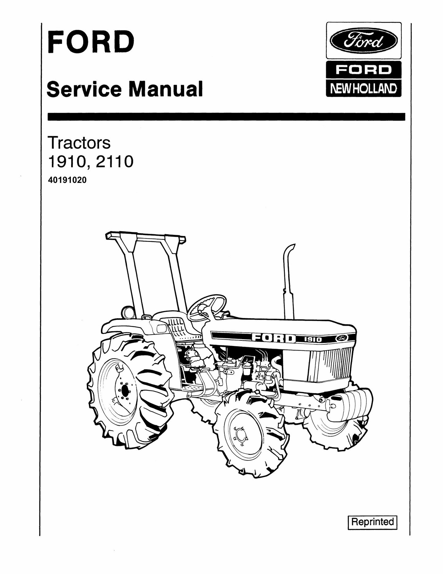 FORD 1910 2110 Tractor Factory Workshop Service Manual 40191020