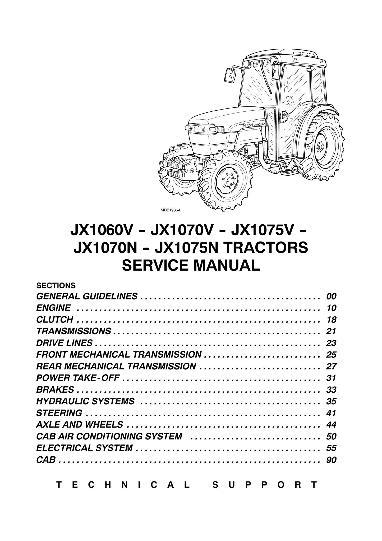 CASE JX1060V JX1070V JX1075V JX1070N JX1075N Tractor Factory Workshop Service Manual 6-62730
