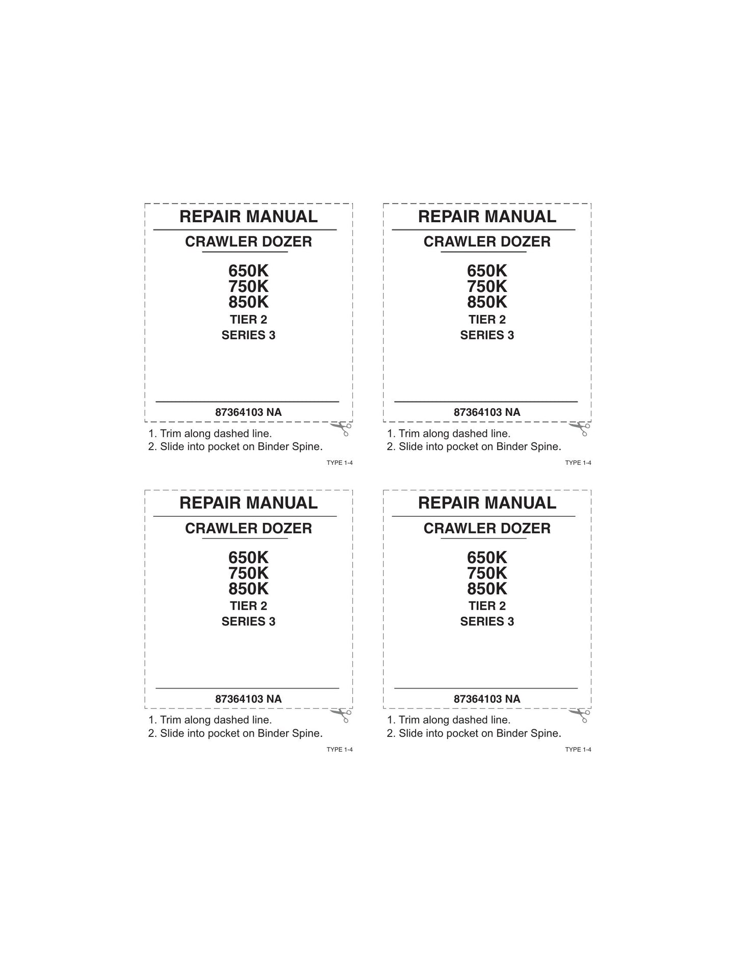 CASE 650K 750K 850K Bulldozer Factory Workshop Repair Manual 87364103