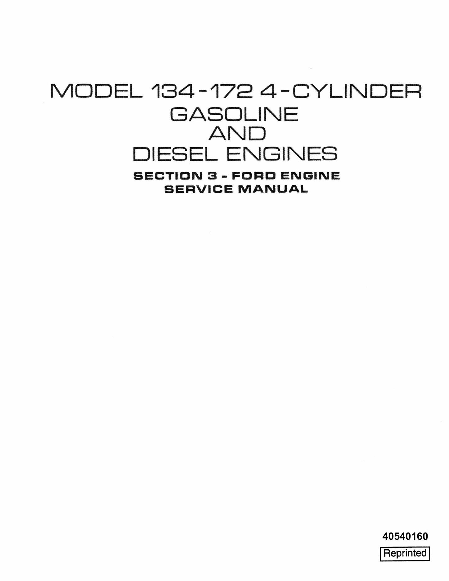 Ford 134-172 4-Cylinder Engine Factory Workshop Service Manual 40540160