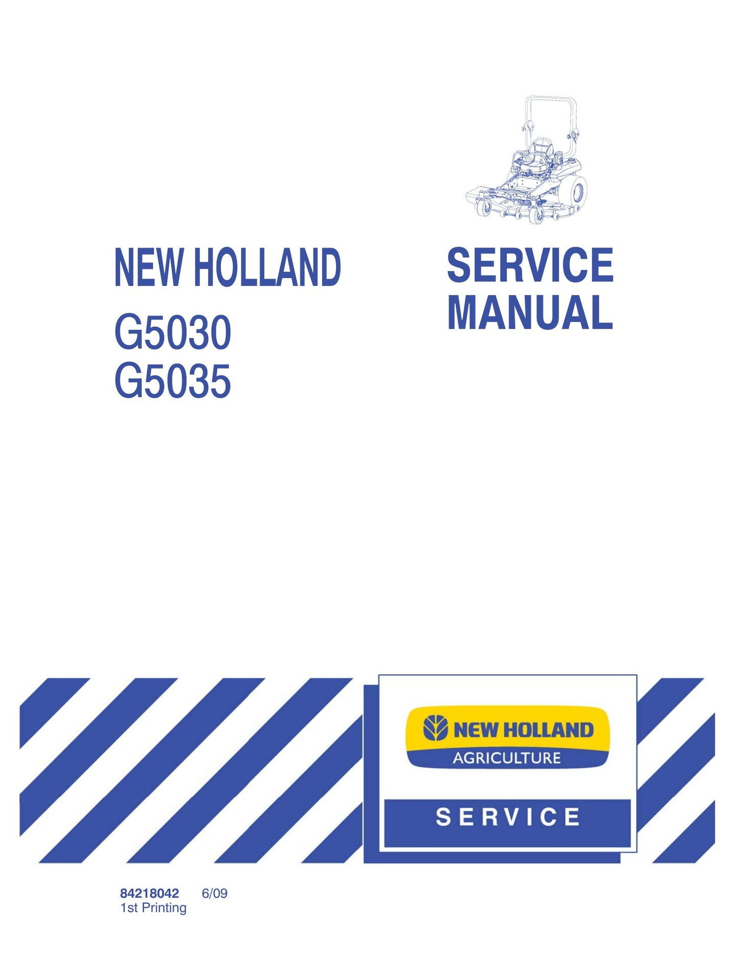 New Holland G5030 G5035 Lawn Mower Factory Workshop Service Manual