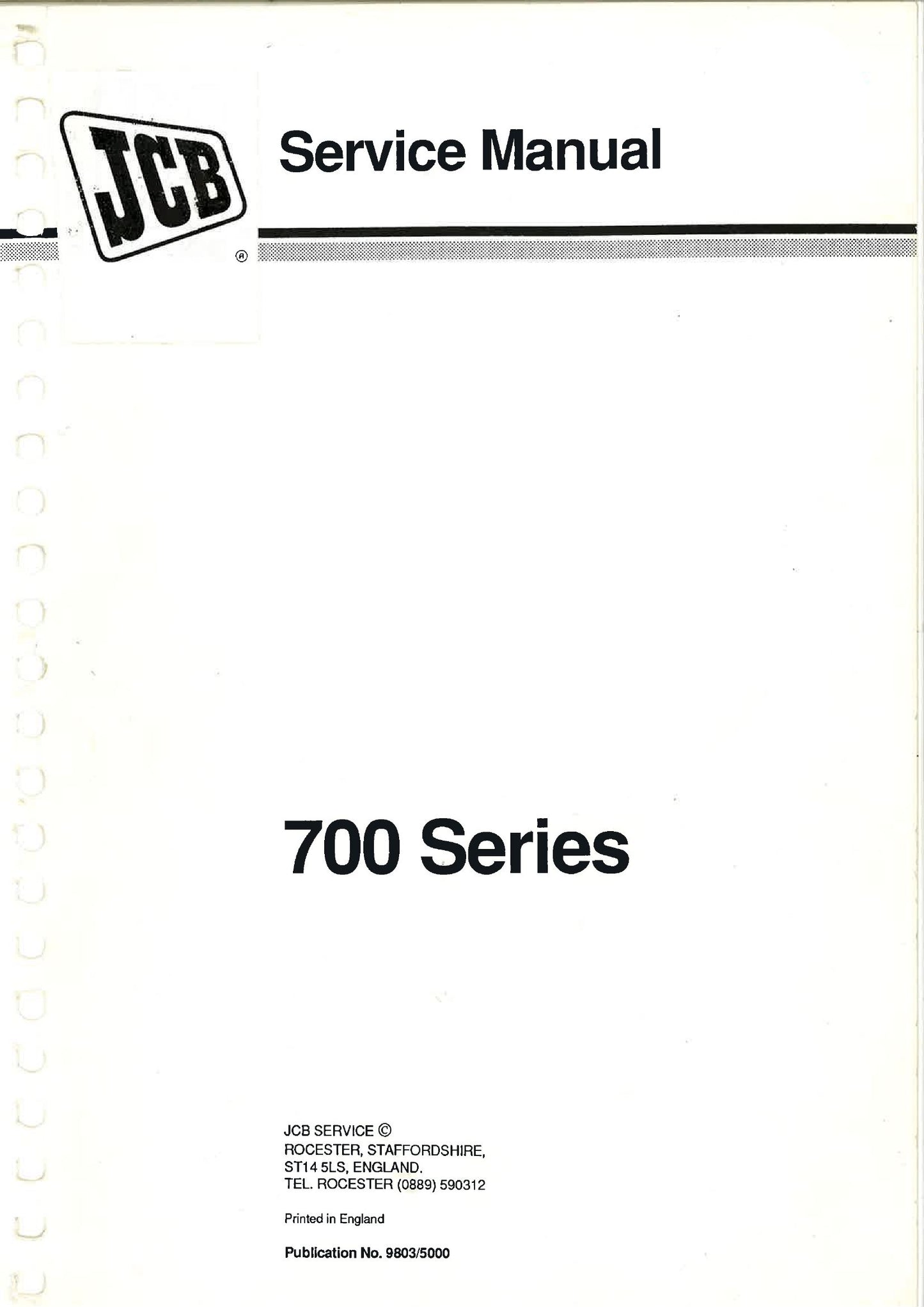 JCB 712 716 Telehandler Factory Workshop Service Manual 9803/5000
