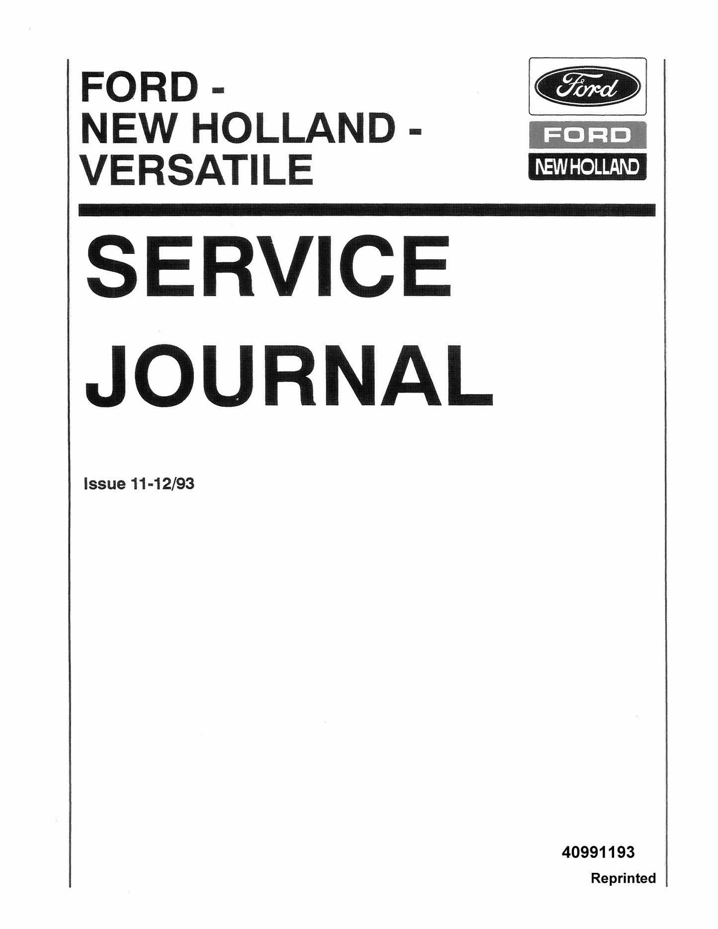 Ford 876 Tractor Service Journal 40991193