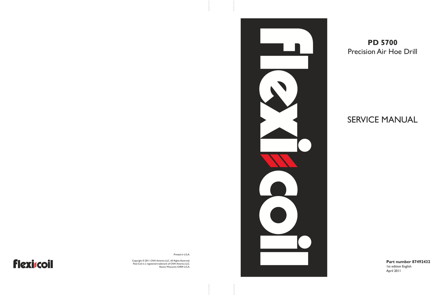 Flexi-Coil PD 5700 Precision Air Hoe Drill Factory Workshop Service Manual 87492432