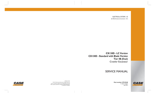 CASE CX130D Crawler Excavator Factory Workshop Service Manual 47910348