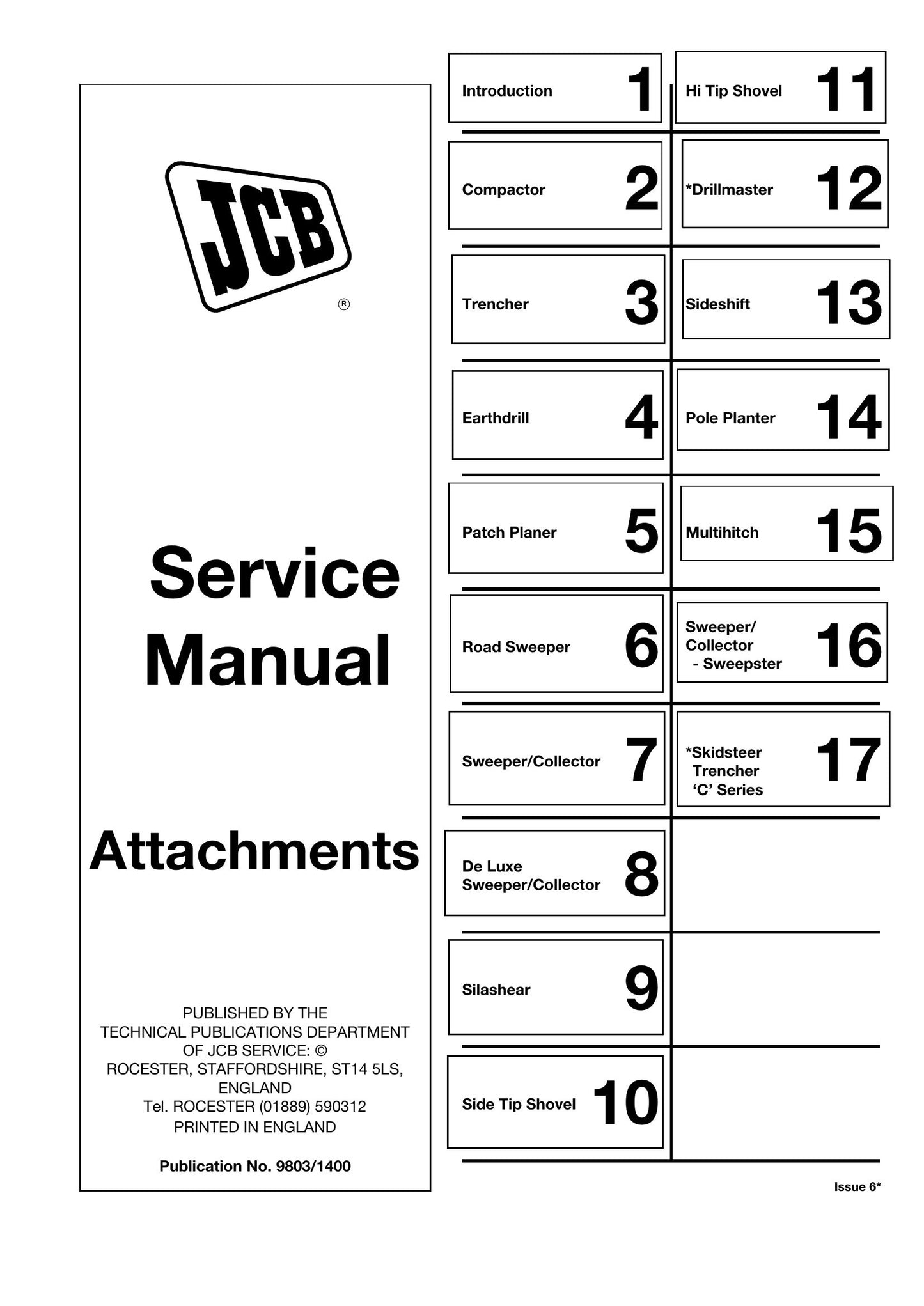JCB Attachments Factory Workshop Service Manual 9803/1400