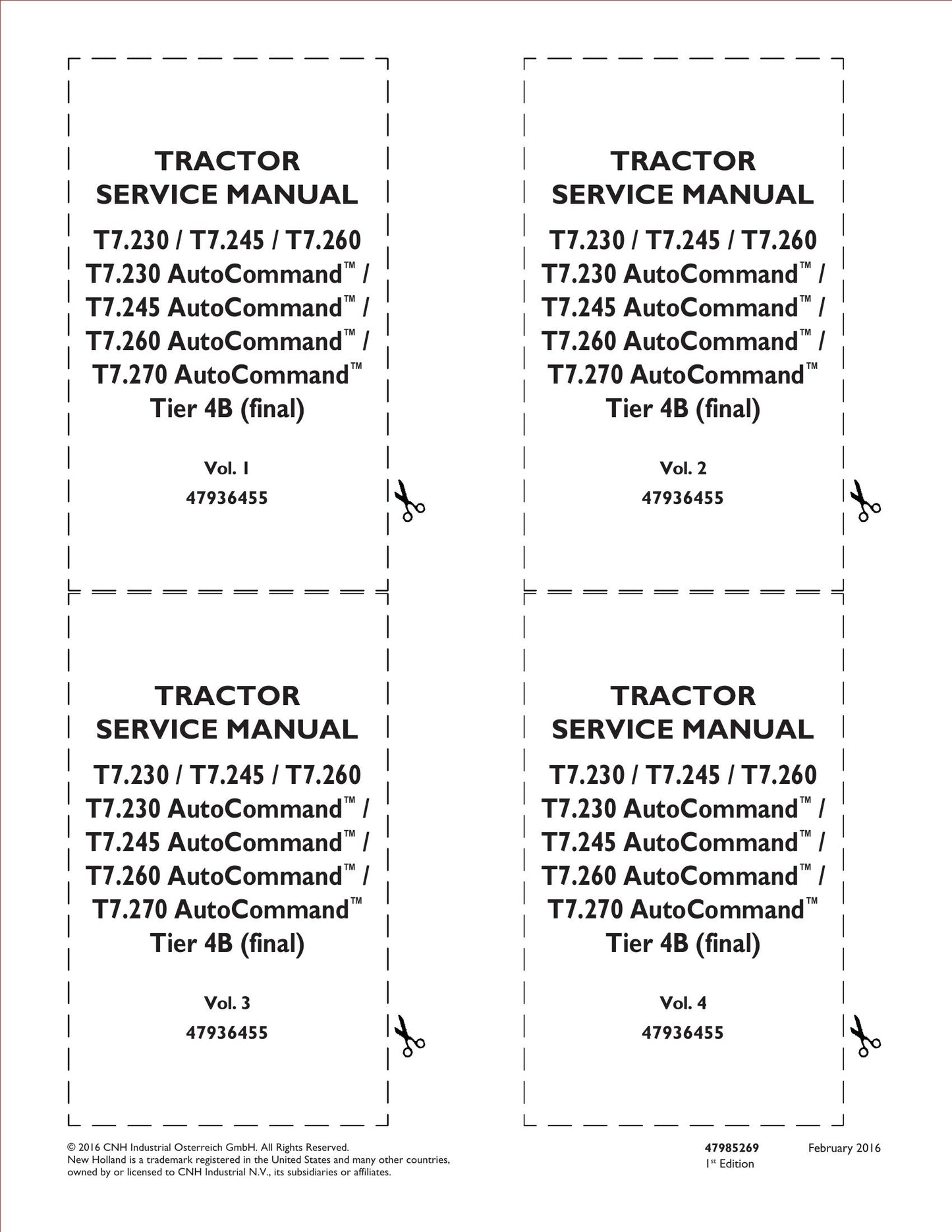 New Holland T7.230 T7.245 T7.260 T7.230 AutoCommand T7.245 AutoCommand T7.260 AutoCommand T7.270 AutoCommand Tractor Factory Workshop Service Manual 47936455