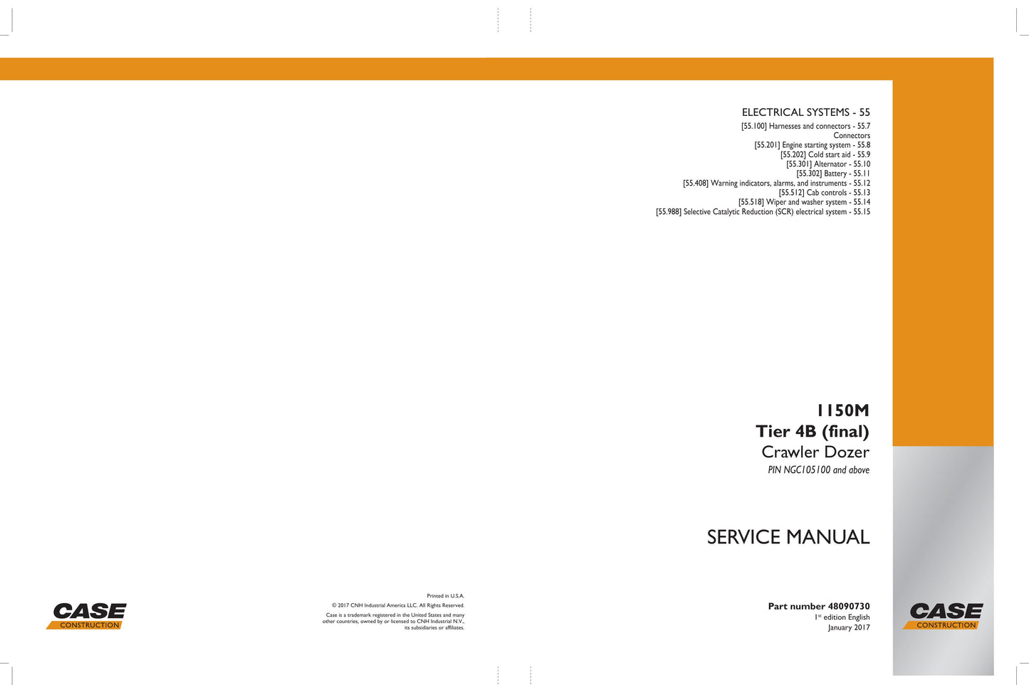 CASE 1150M Crawler Dozer Factory Workshop Service Manual 48090730