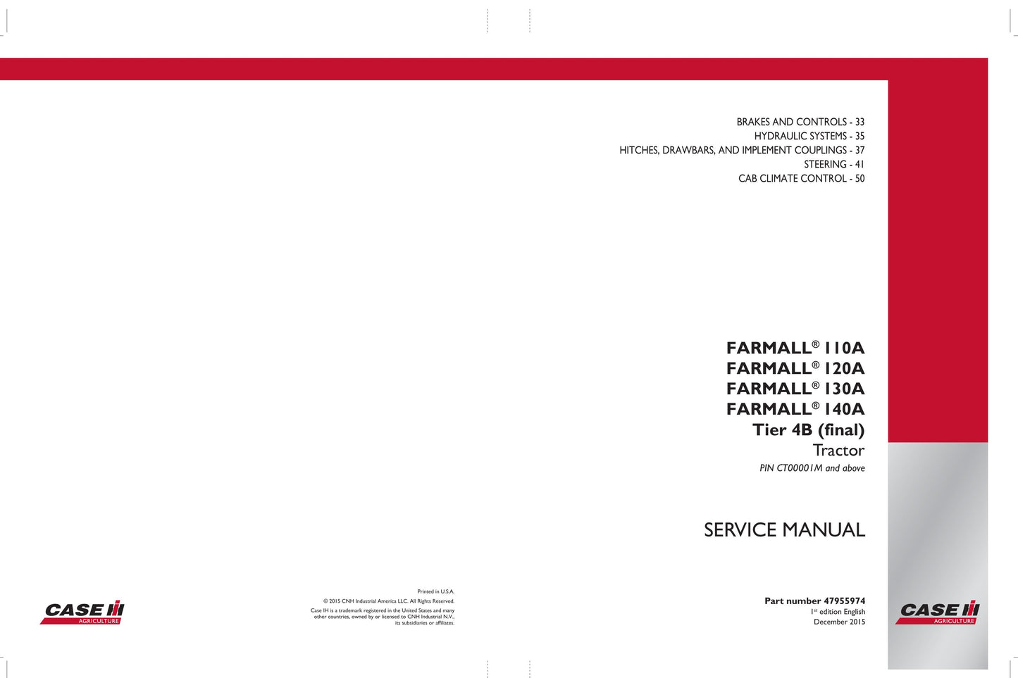 CASE Farmall 110A Farmall 120A Farmall 130A Farmall 140A Tractor Factory Workshop Service Manual 47955973