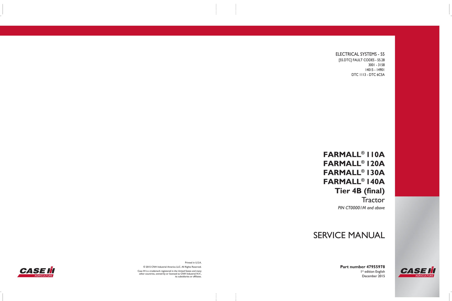 CASE Farmall 110A Farmall 120A Farmall 130A Farmall 140A Tractor Factory Workshop Service Manual 47955973