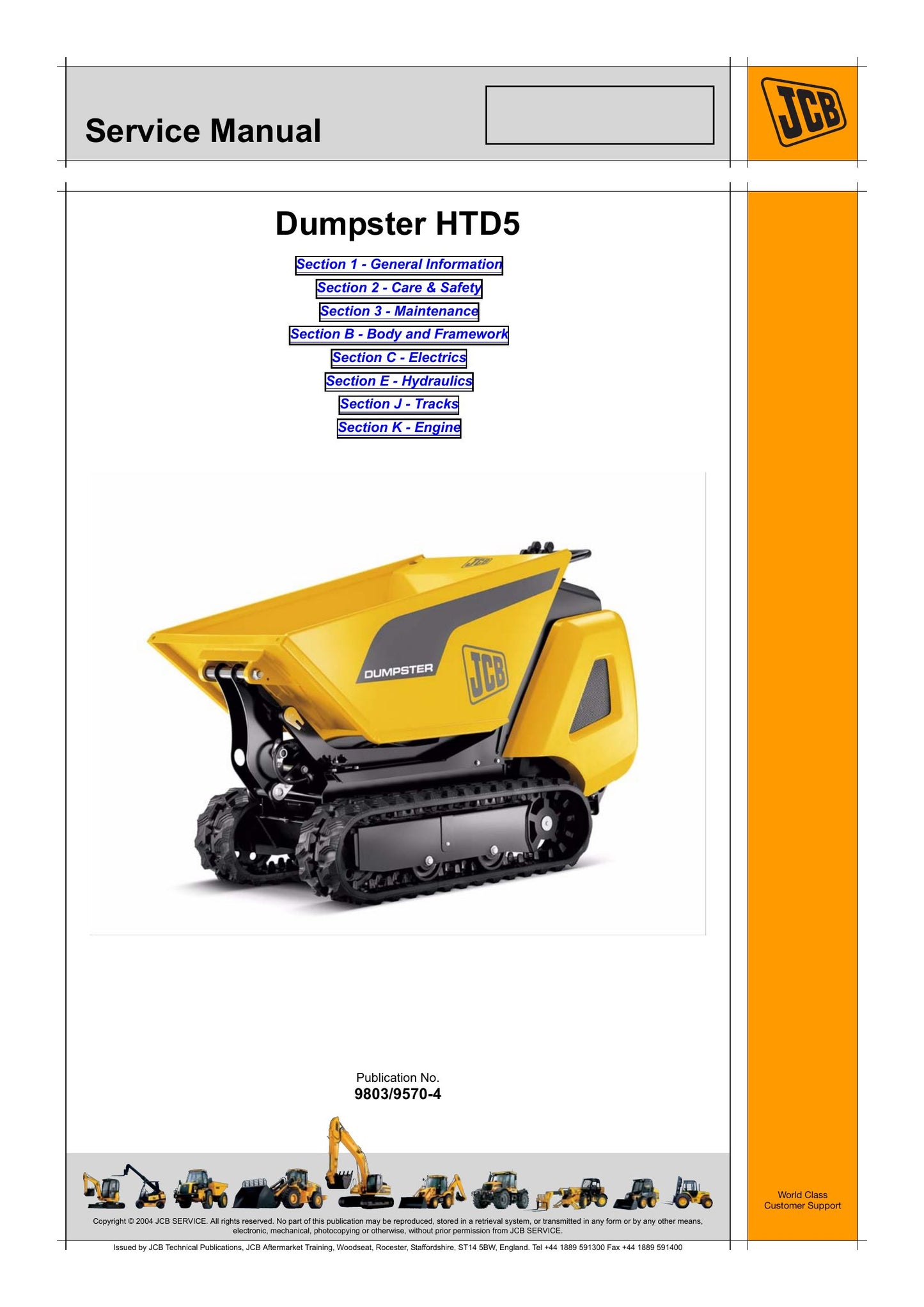 JCB HTD5 Dumpster Factory Workshop Service Manual 9803/9570-4