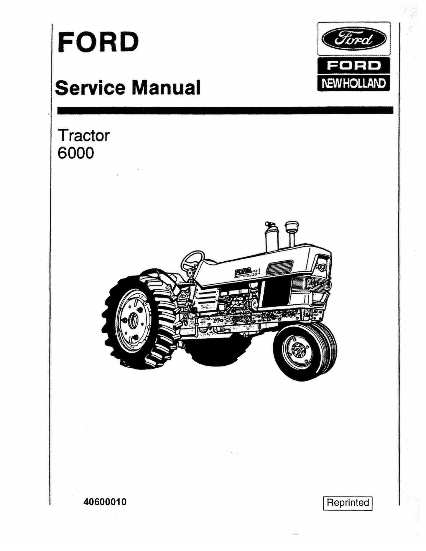 FORD 6000 Tractor Factory Workshop Service Manual 40600010