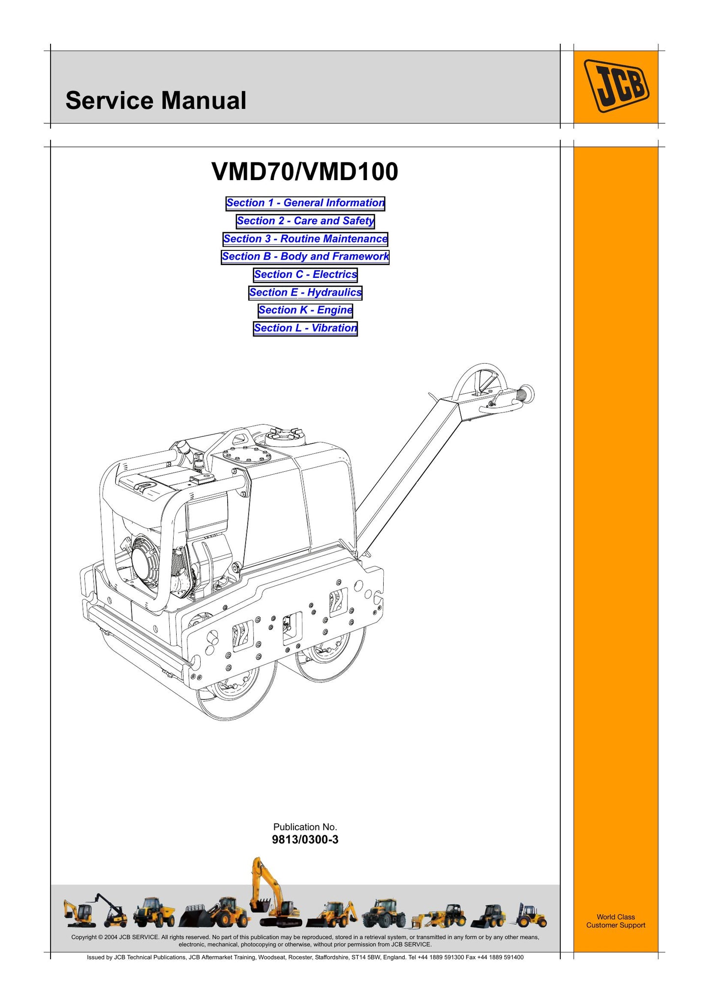 JCB VMD70 VMD100 Roller Factory Workshop Service Manual 9813/0300-