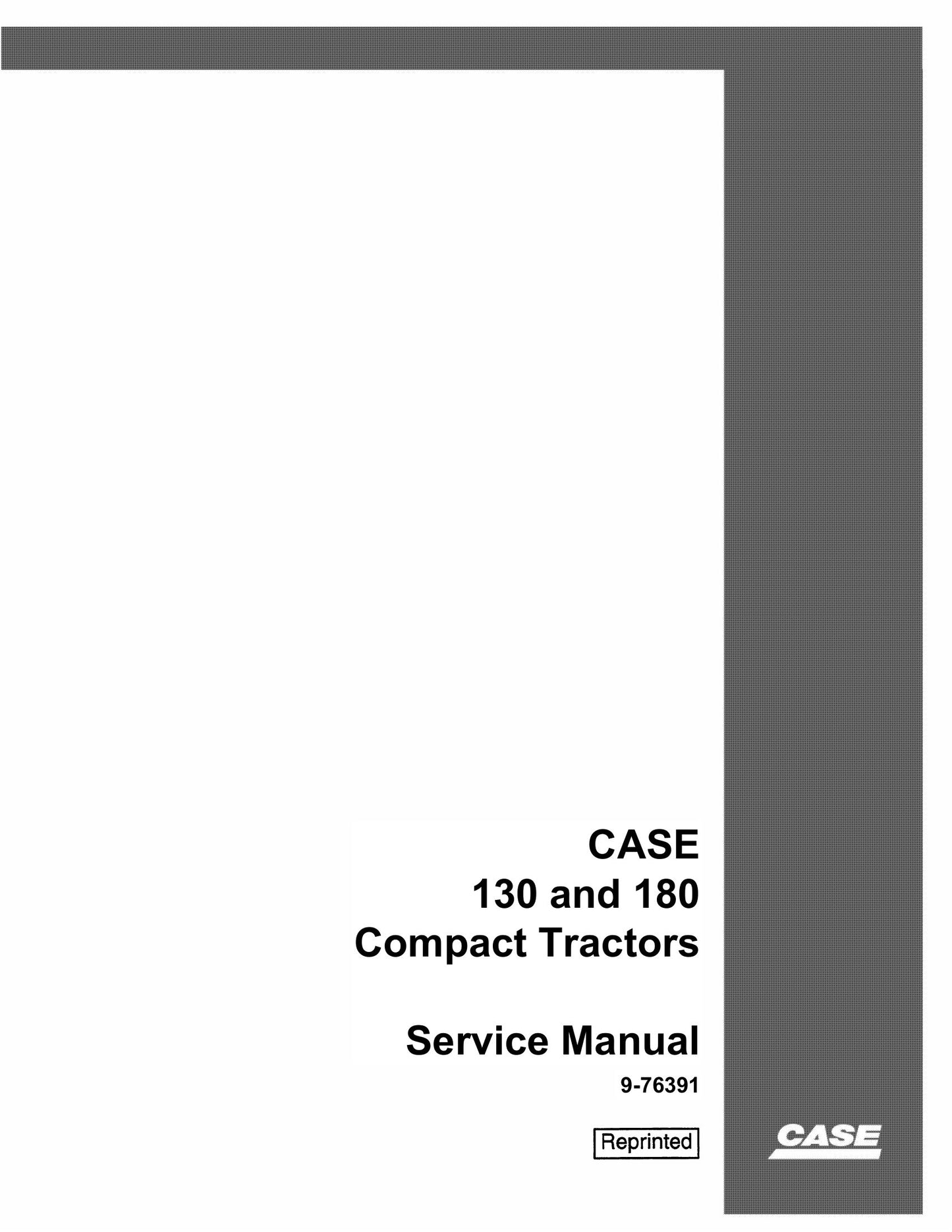 CASE 130 180 Compact Tractor Factory Workshop Service Manual 9-76391