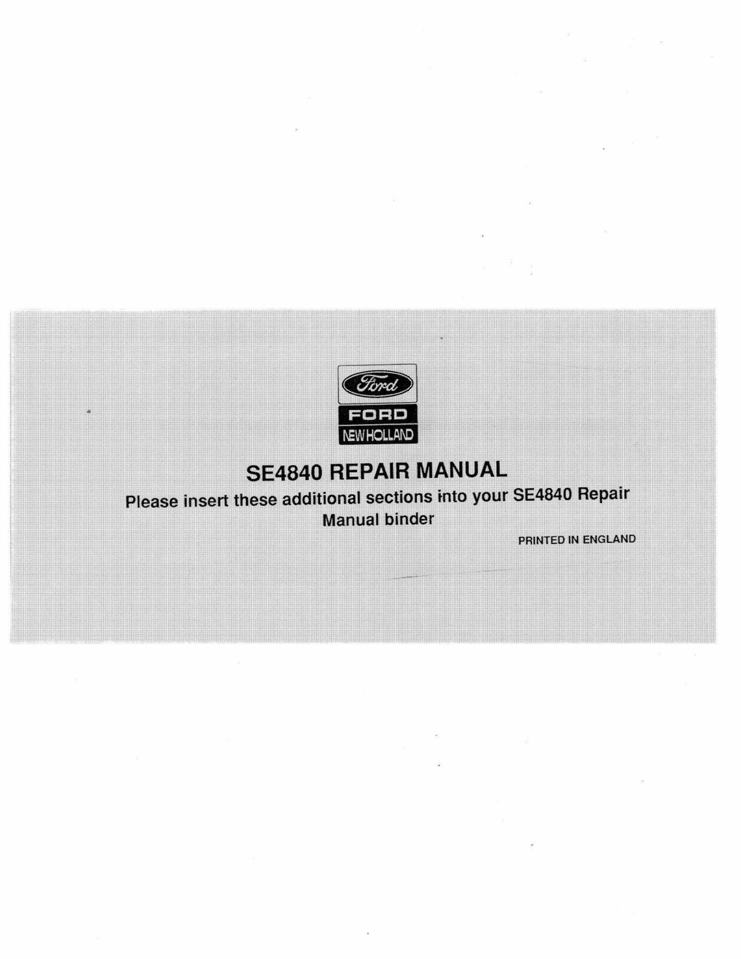 Ford New Holland Series 40 SE4840 Tractor Factory Workshop Repair Manual
