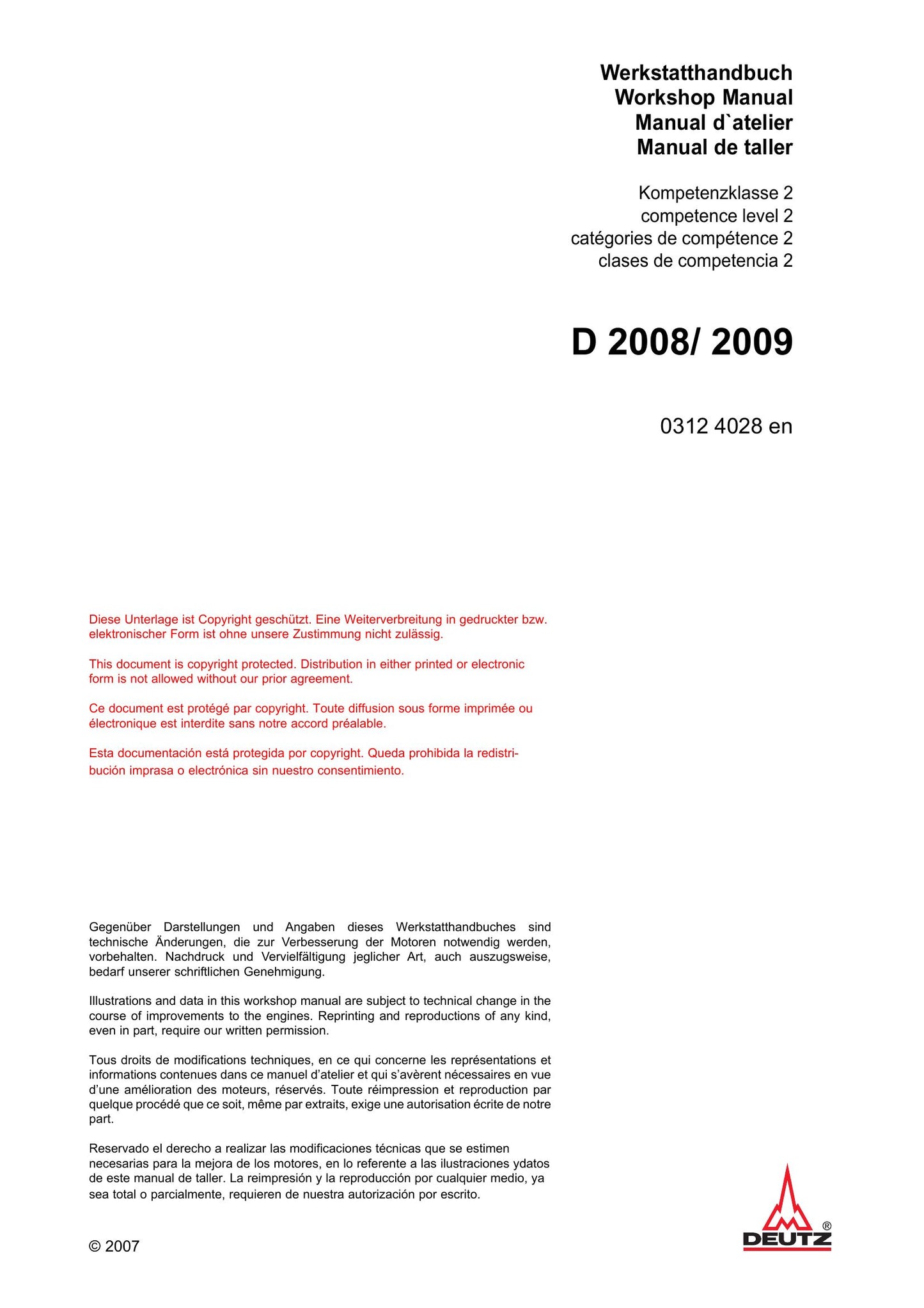 Deutz Workshop Manual 0312 4028