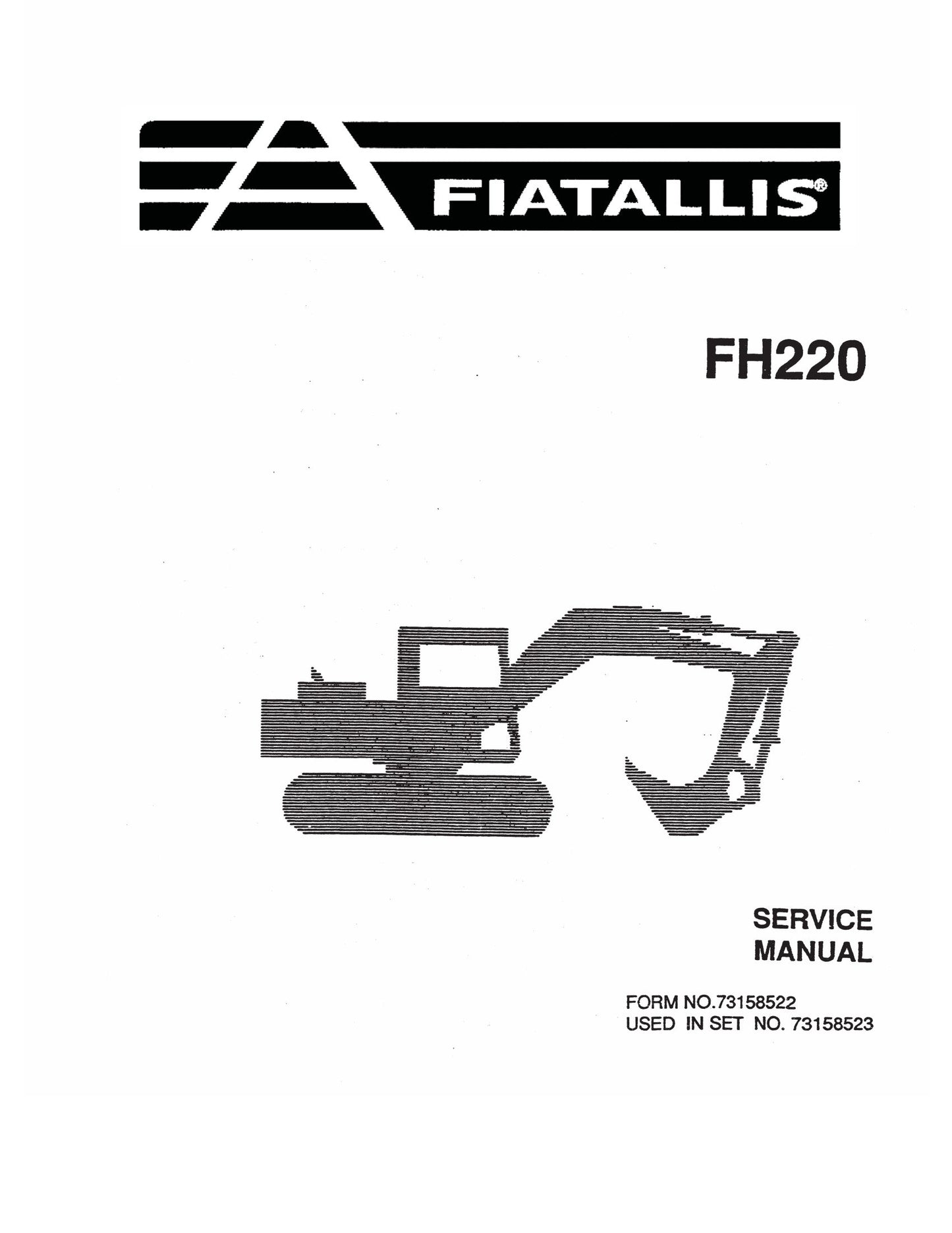 FIATALLIS FH220 Crawler Excavator Factory Workshop Service Manual 73158522