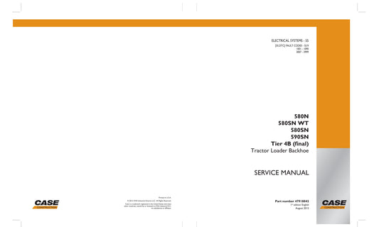 CASE 580N 580SN 580SN WT 590SN Backhoe Loader Factory Workshop Service Manual 47918042