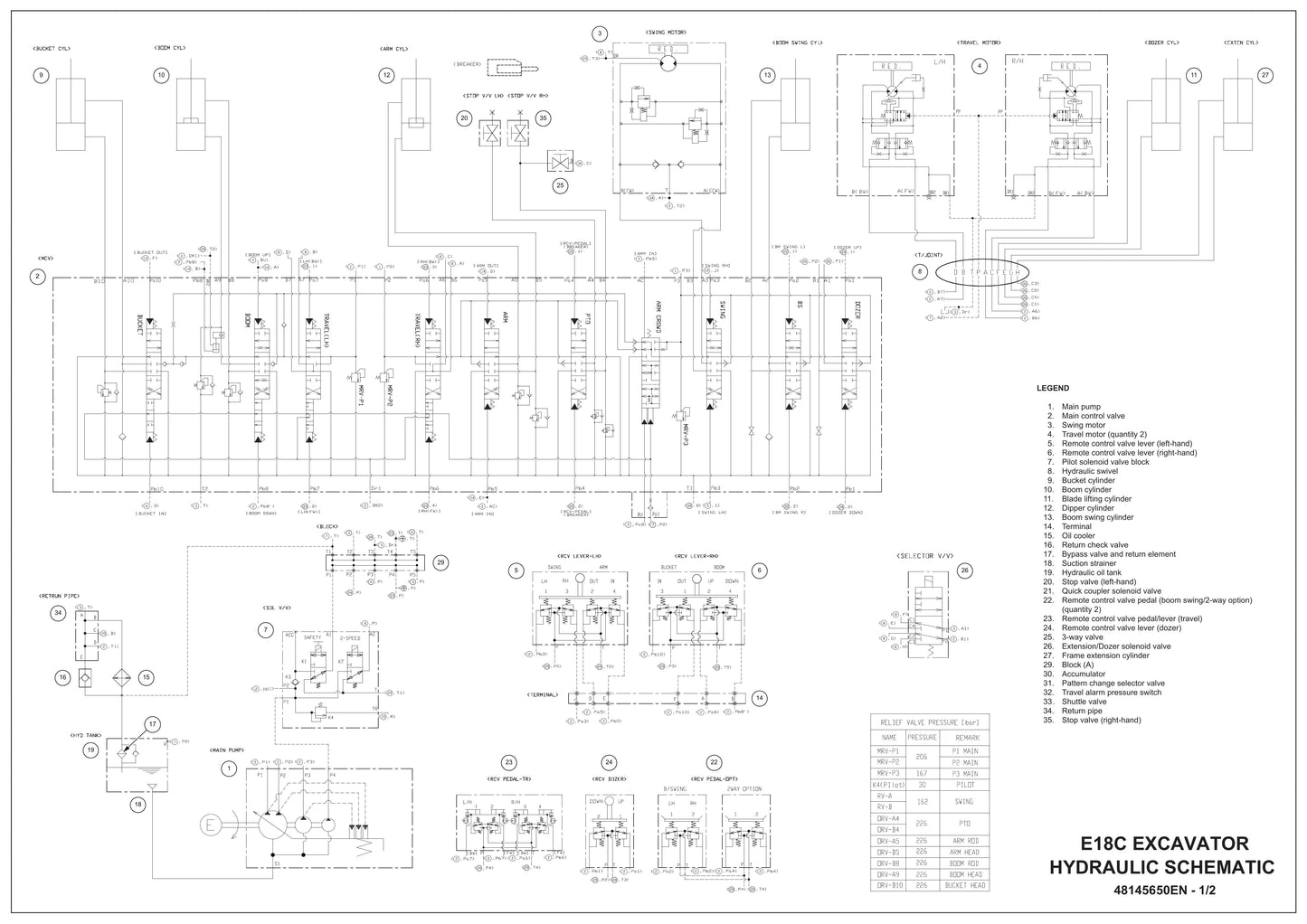 E18C Excavator Hydraulic Schematic 48145650EN