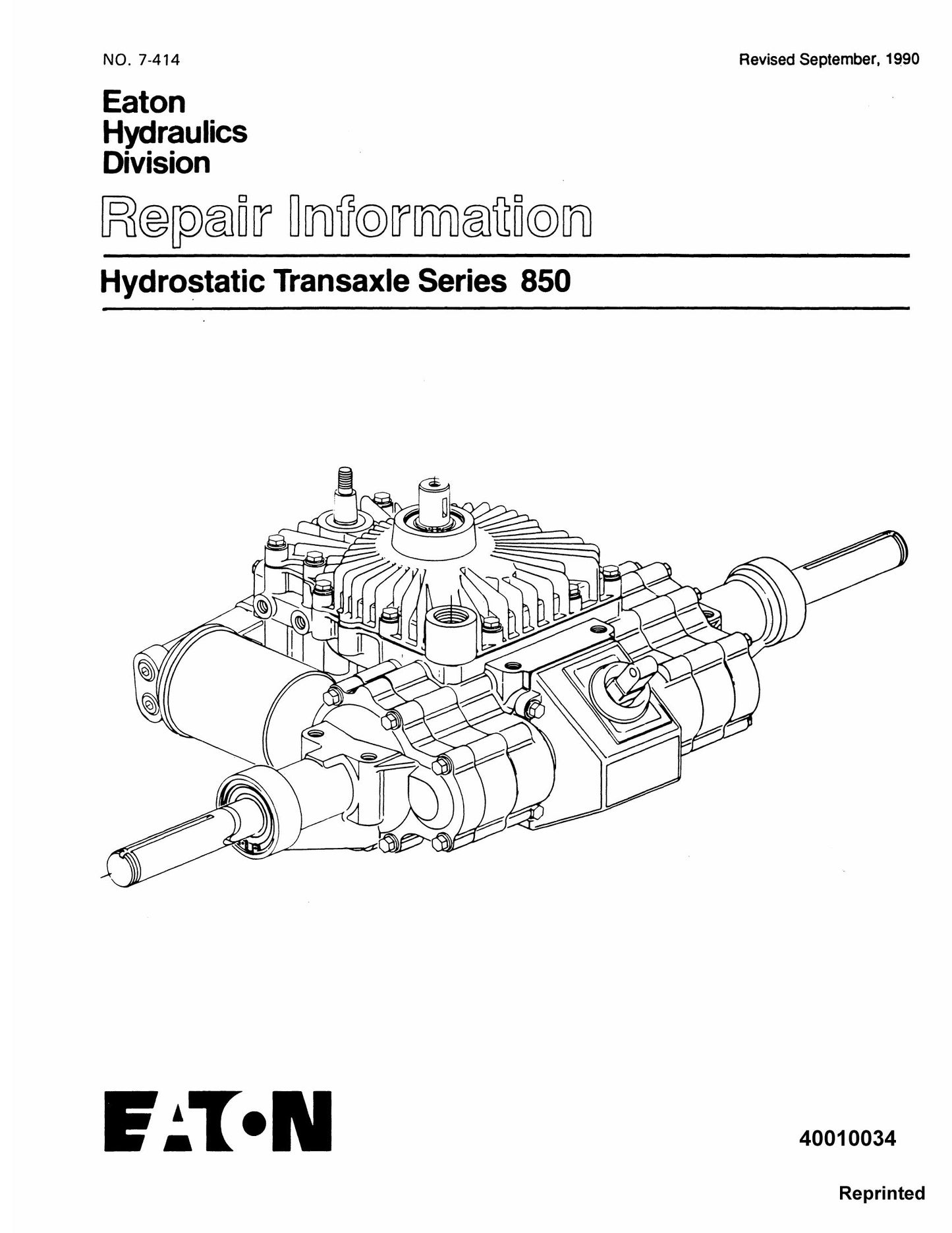 Eaton 850 Hydrostatic Transaxle Repair Information 7-414